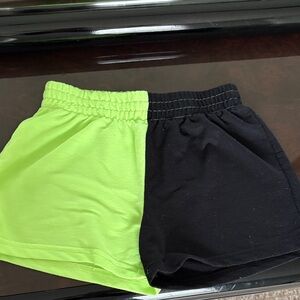 Justice Neon Green and Black Colorblock Shorts